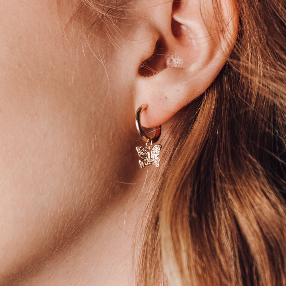 Butterfly charm earrings